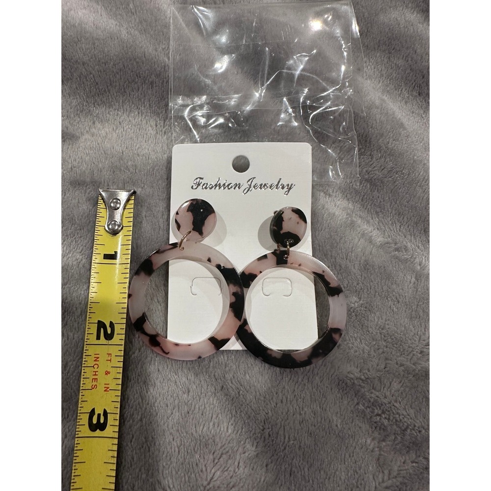 Fashion Earrings Tortoise Shell Dangle Drop Hoop Earrings Circle